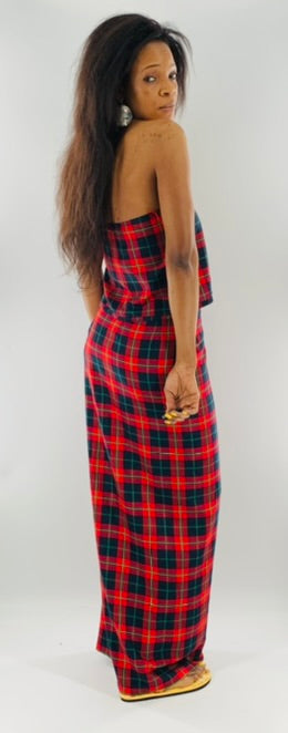 Irish Plaid Wrap Skirt With Long Straps
