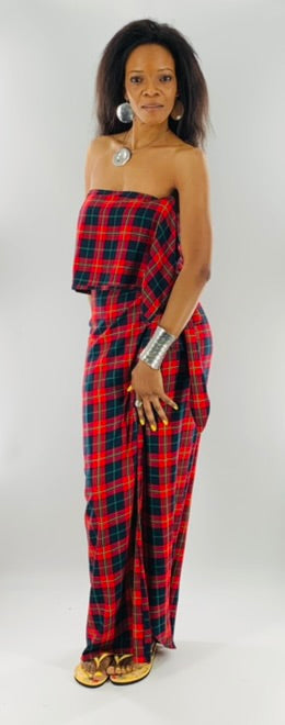 Irish Plaid Wrap Skirt With Long Straps