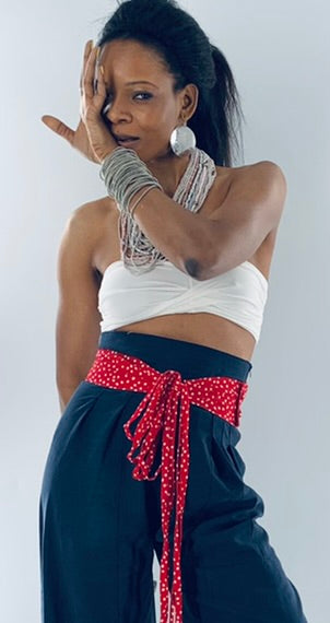 High-Waist Wide Leg Lenin Pants |  Navy