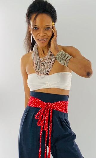 High-Waist Wide Leg Lenin Pants |  Navy