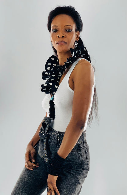 White Double Neckline Bodysuit - Polka Dot