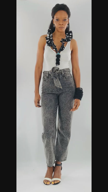 White Double Neckline Bodysuit - Polka Dot